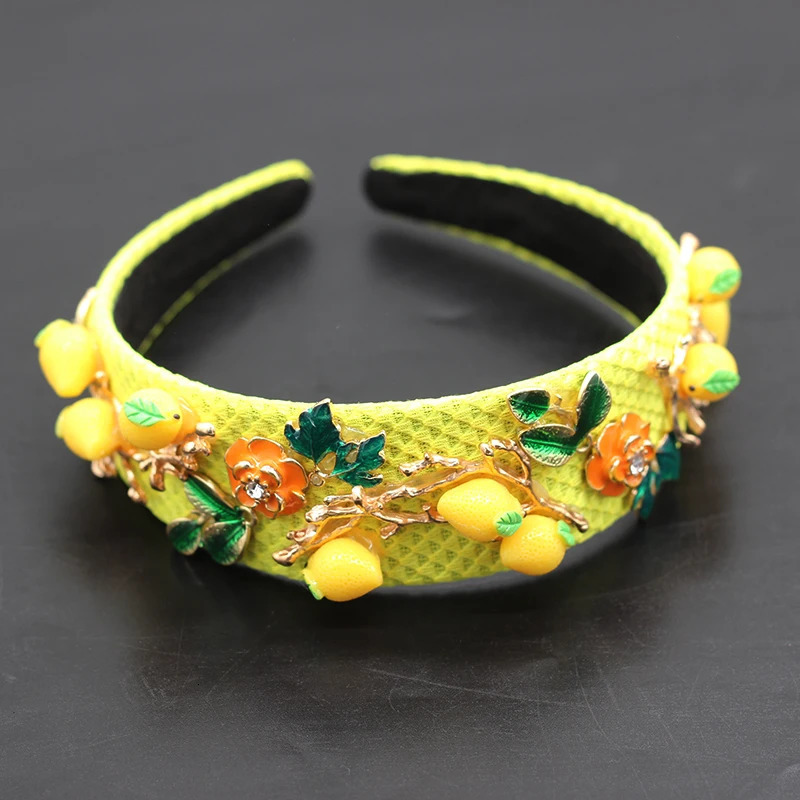 Baroque Headband Fashion Temperature Ball Show Lemon Geometry Womens Set Bracelet Wild Hair Accessories 695 241018
