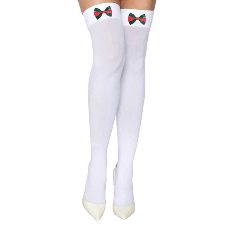 Socks Hosiery New Arrive Christmas Bowknot Stockings for Women Clothing Erotic Lingerie Swt Girl Velvet Warm Kn High Socks medias de mujer Y2408330AT1