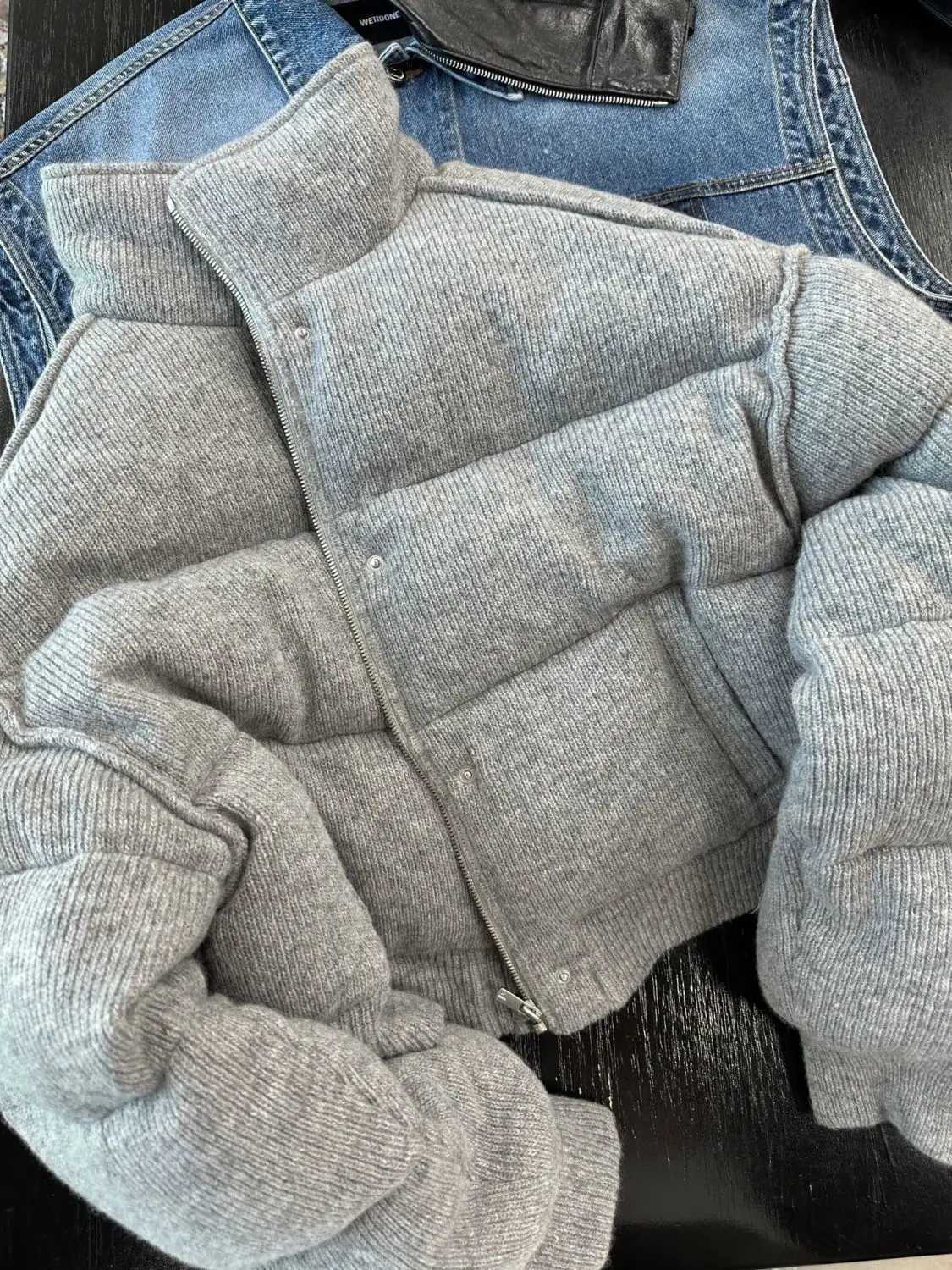 Women's Down Parkas Korean style long tail short gray cotton park loose warm standing collar jacket 2023 new winter jacket for women Y241019H6C0