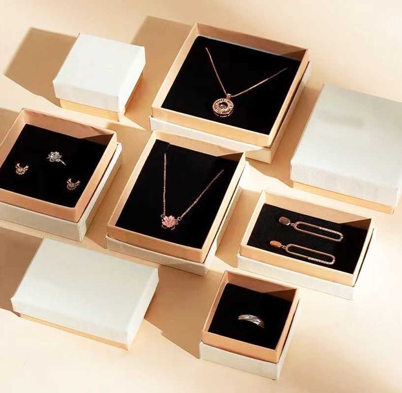 1Pc paper jewelry packaging box used for rings earrings necklaces bracelets wedding organizers display gift box high-end jewelry box W241019