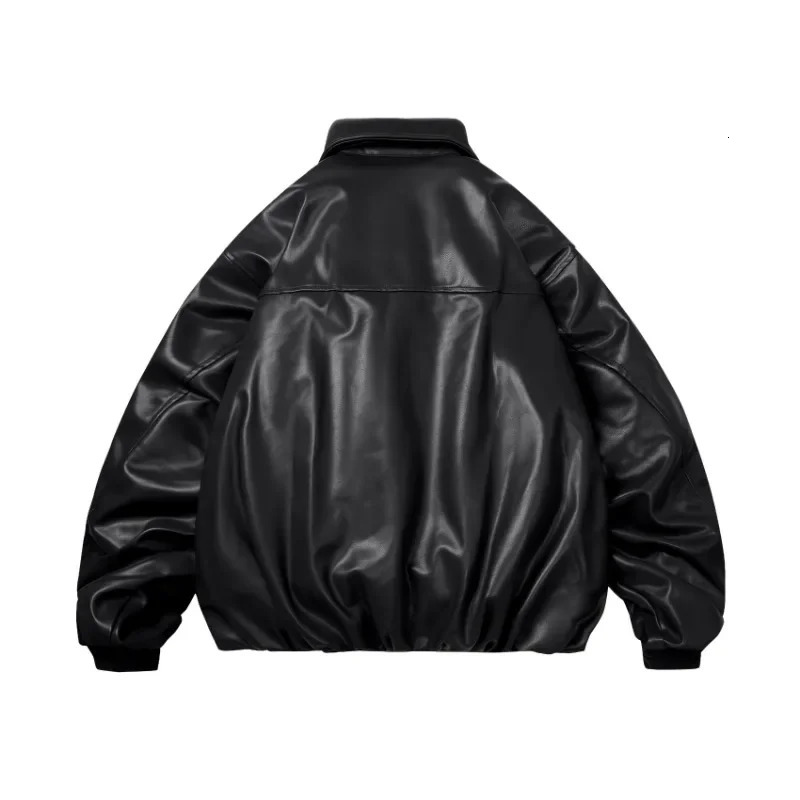 Winter clothing Mens and womens collar leather jackets unisex styles loose silhouettes pure cotton leather jackets 241019