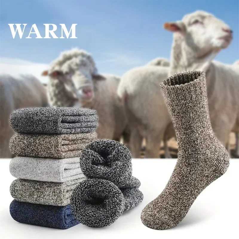 3pairs Winter Super Thicker Warm Socks Wool Male Men Women Sock Solid Socks Merino Wool Socks Against Cold Snow Terry SockXJ241019