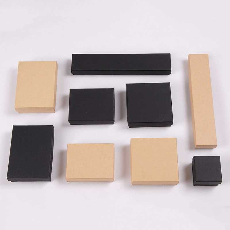 1 piece of kraft paper jewelry box bracelet necklace ring earring box handle wedding gift packaging box jewelry accessories W241019