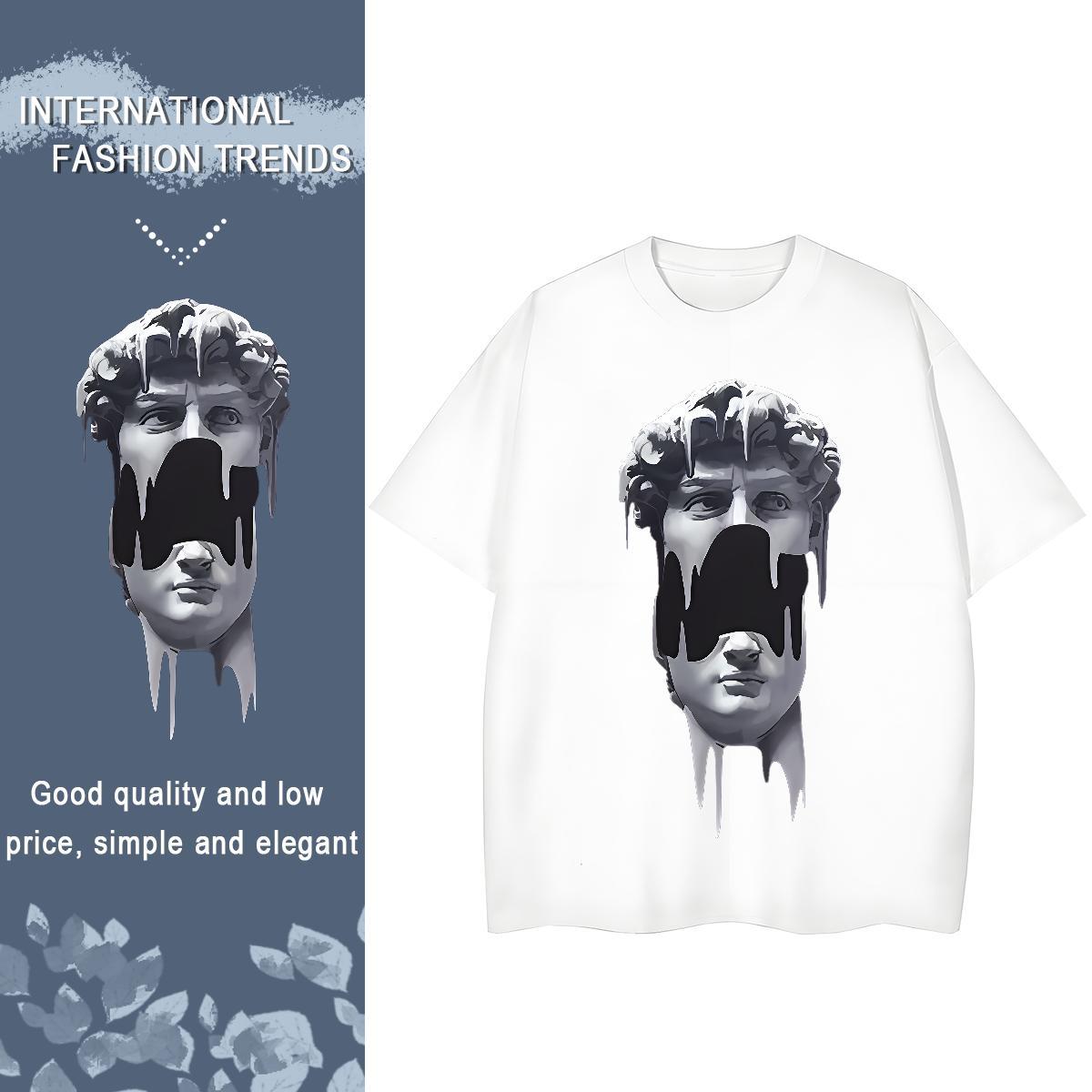 DIY T Shirts Women 230g 100% Cotton Short sleeve Soft Summer Casual portrait Couples T Shirts Unisex Black White Wear