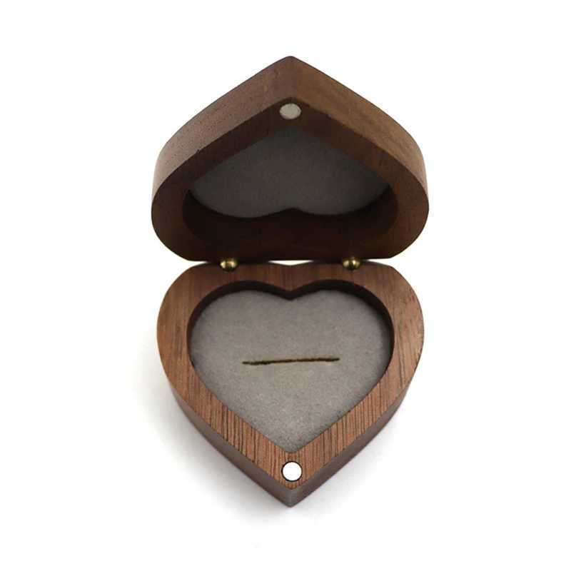 Black walnut engagement ring box solid wood heart-shaped ring organizer used for proposing wedding ceremony gifts W241019