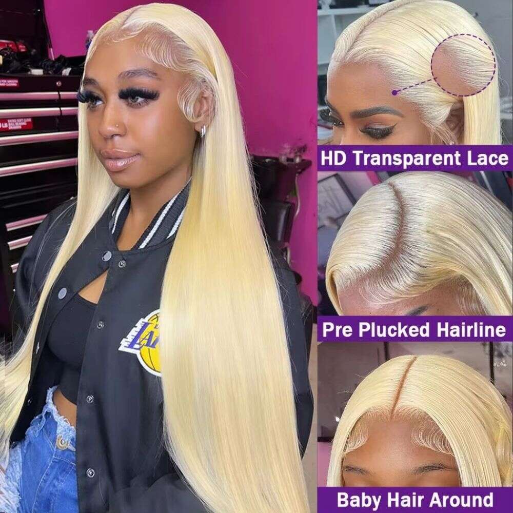 HD Transparent 613 Straight 13x6 Front Human Hair Wig Colored Preplucked 13x4 Honey Blonde Lace Frontal Wigs For Women