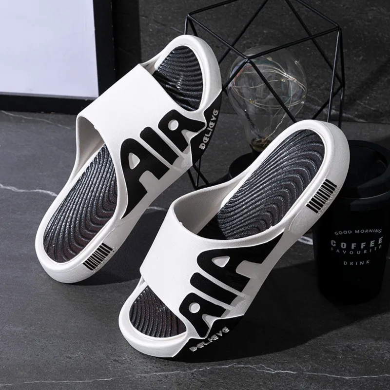 25S new model Men New Slides Summer Sandals Male Outdoor Soft Sole Beach Home Non slip Bathroom Shoes Flip Flops Casual Sports Slippers