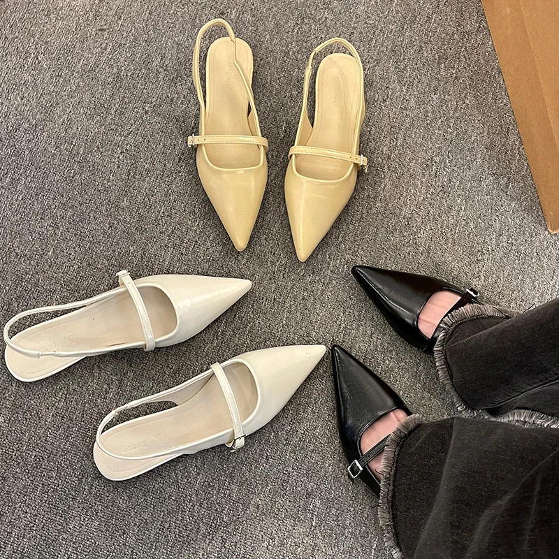 n Women Veet Moccasins Fashion Pointed Toe Loafers Ladies 2024 Spring Black Ballet Flat Shoe Sandals 241019