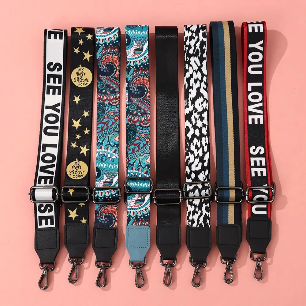 Nylon Bag Strap Woman Colored Straps for Crossbody Messenger Shoulder Accessories Adjustable Embroidered Belts 241017