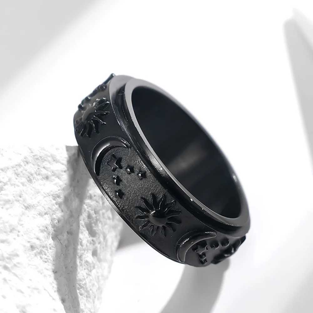 Star Moon Sun Rotation Titanium Steel Ring Stainless Steel Ring Advanced Pressure Reduction Ring Y241019