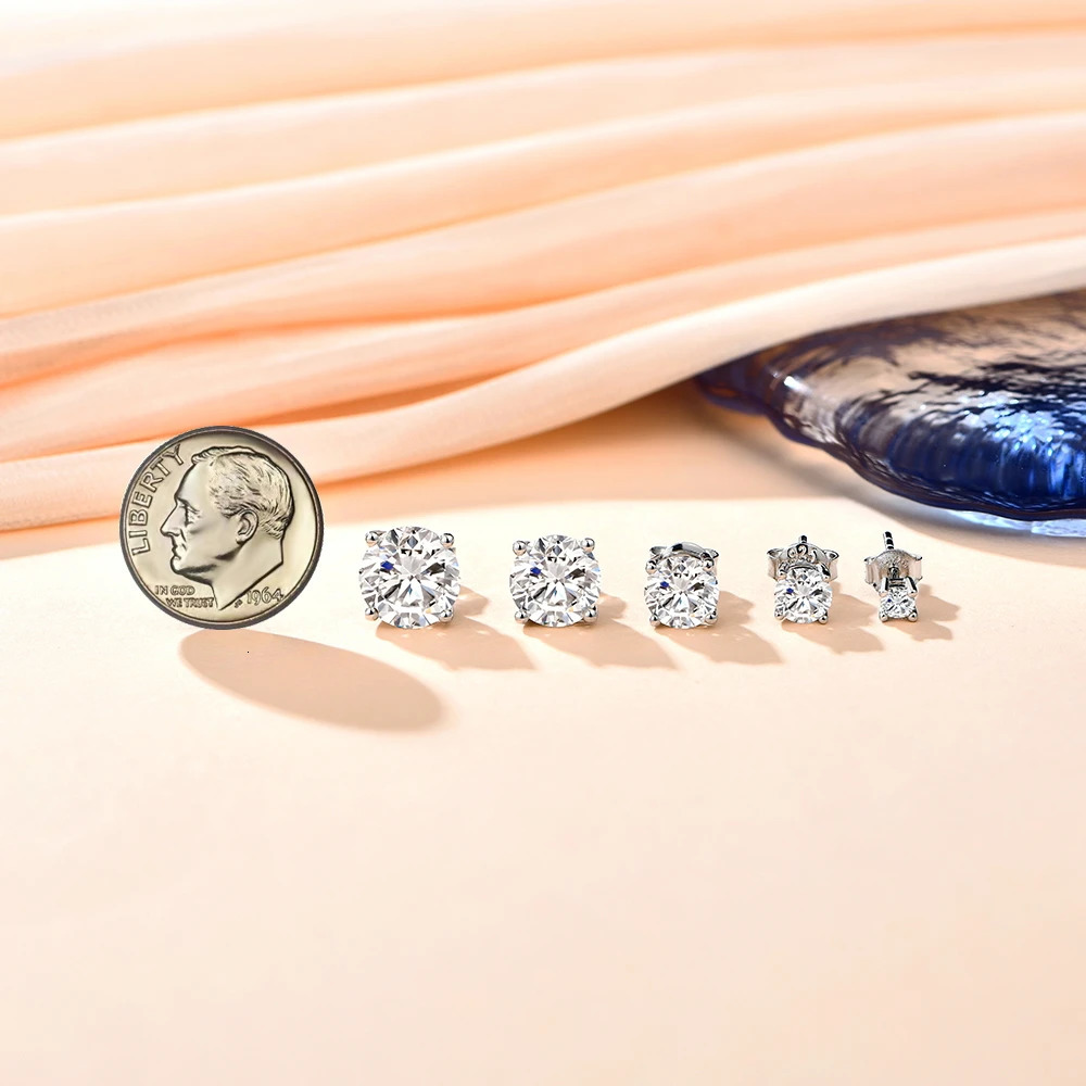 Attachment 2 carat 8.0mm D colored silica earrings suitable for women high-quality 100% 925 sterling silver sparkling wedding jewelry 241018