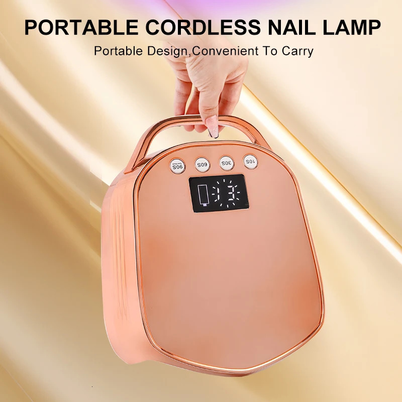96w Gradient Gold Pro red light cordless LED nail light rechargeable battery UV LED nail light curing cordless LED nail light curing gel 241018