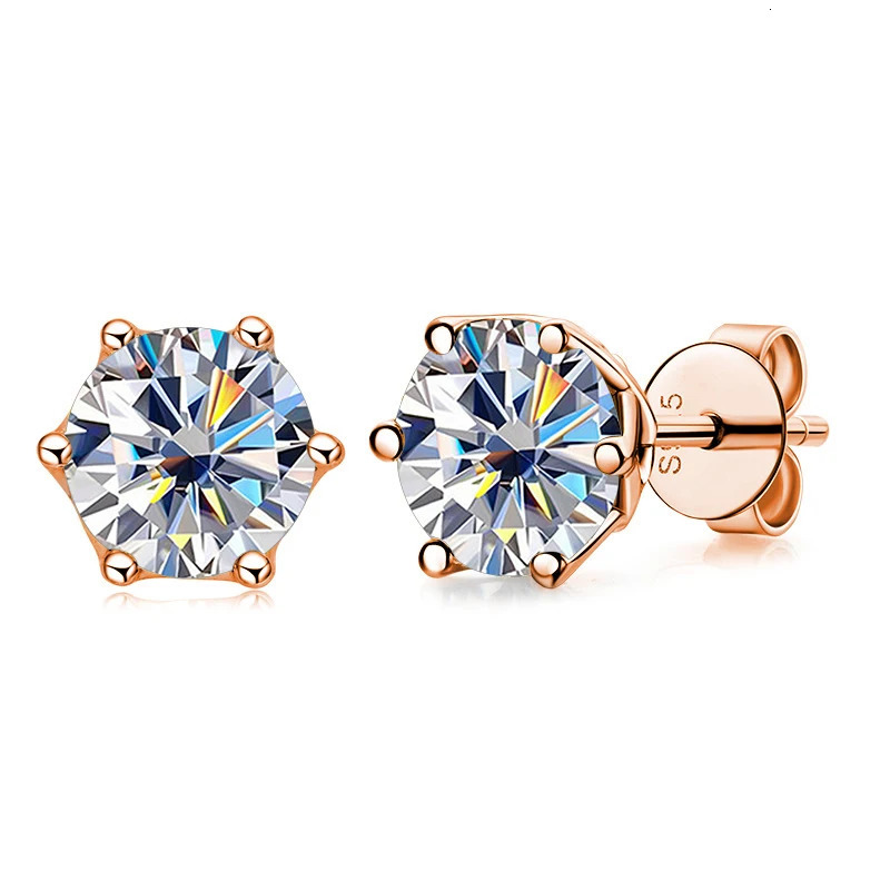 Butterflykiss 5/6.5mm female couple Mo silica stud earrings S925 pure silver rose gold plated wedding earrings jewelry gift 241018
