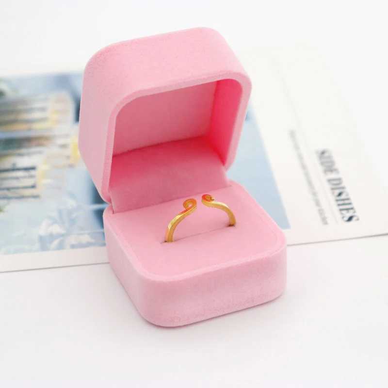 Velvet Square Pink Blue Red Engagement Ring Box Small Jewelry Gift Packaging Velvet Storage Display Stand Wholesale W241019