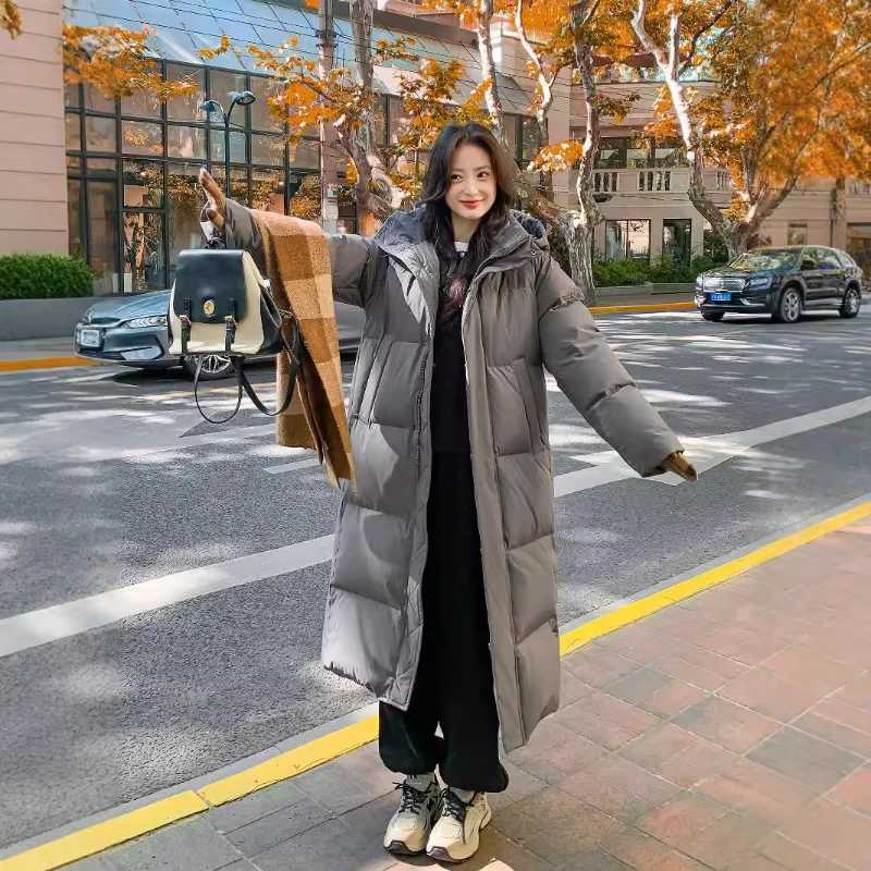 Casual Puffer Coats for Women Thick Warm Down Jacket Long Puffer Coats Windproof Outerwear Simple Solid Sweet Snow Winter NewX241019