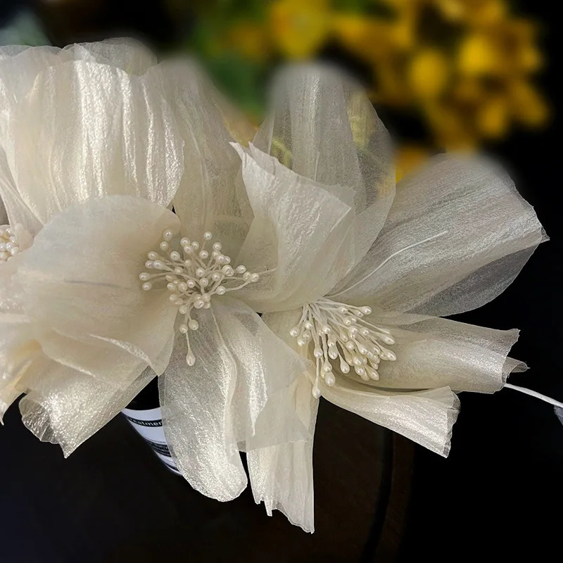 Super Immortal Scalded Crepes Flower Bridal Headwear Wedding Accessories 241018