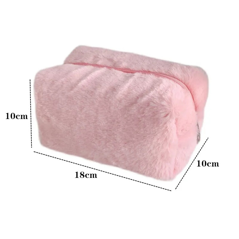 Fur Makeup Bags for Women Soft Travel Cosmetic Bag Organizer Case Young Lady Girls Make Up Necessaries 1 Pc Solid Handbags y241019 zhanyishengli