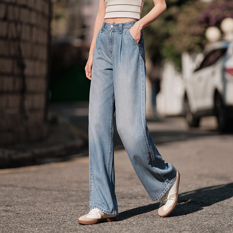 Semir Jeans Women Cover Meat Wide-Legged Hundred With Simple 2024 Summer New Cool Feeg Do Old Trousers Street Tide