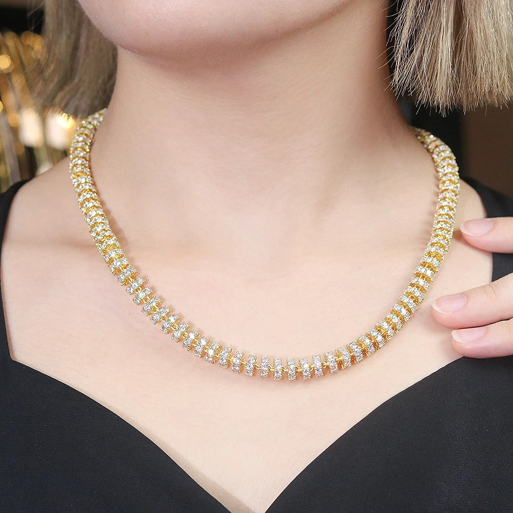 selling Brazilian style colorful CZ necklace 40cm 45cm 50cm Riviera gold-plated womens fashionable zircon necklace 241018