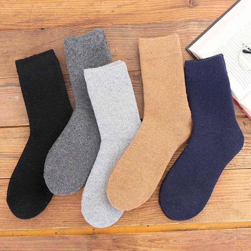 1 Pairs Winter Warm Women Socks Wool Male Men Socks Super Thicker Solid Socks Merino Wool Socks Against Cold Snow Terry SocksXJ241019