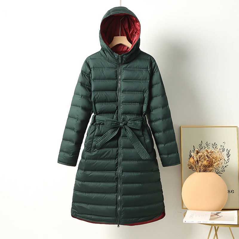 Woman Winter Women Hooded Long Jacket White Duck Down Lightweight Autumn Windbreaker Parkas SeamlessX241019