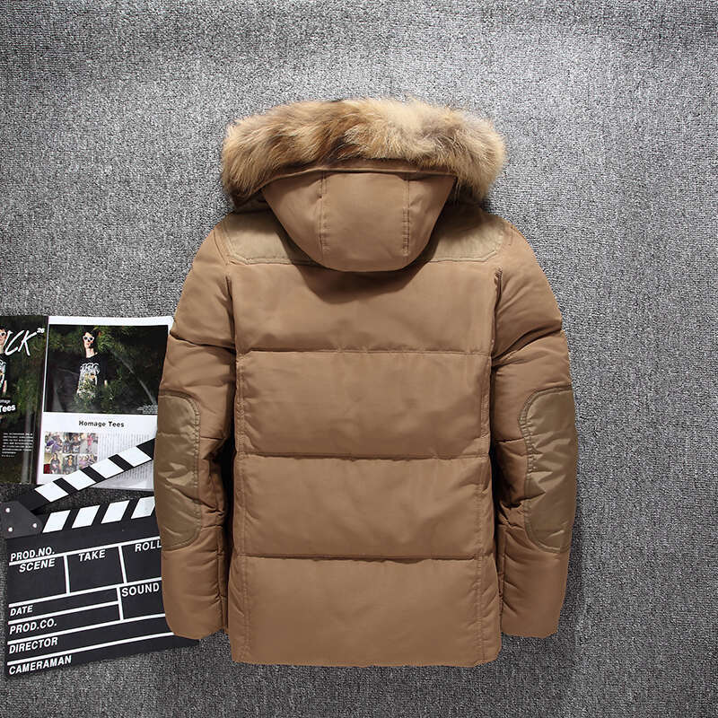Down Jacket Men Faux Fur Coat Casual Fur Hood Jacket Windproof Thick Winter Brand-Clothing Outerwear Men Parkas
