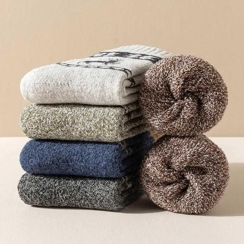 Mens Merino Wool Socks Hiking Socks Thick Winter Wool Warm Socks Breathable Elk Crew Thermal Socks Against ColdXJ241019