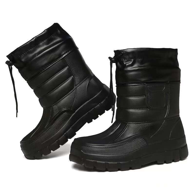 Extra Thick Winter Snow Boots Men Waterproof And Thickened Fishing Shoes With Integrated Fleece And Thickened Sole Rain Boots For Warmth Cotton Shoes 