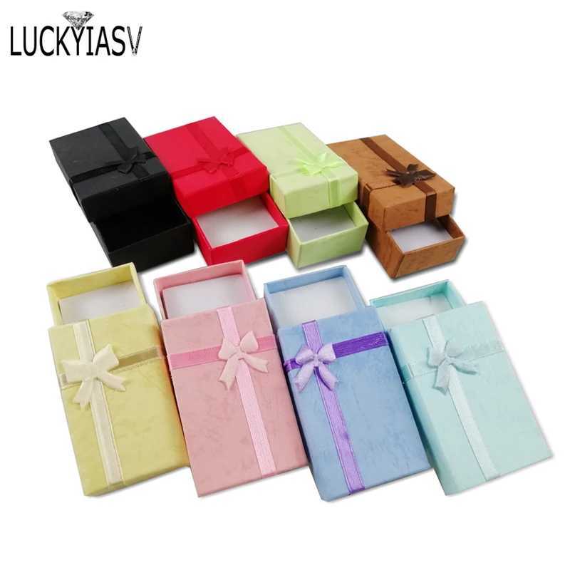 12 pieces/batch jewelry organizer storage gift box necklace earrings ring box paper jewelry packaging container bow box W241019