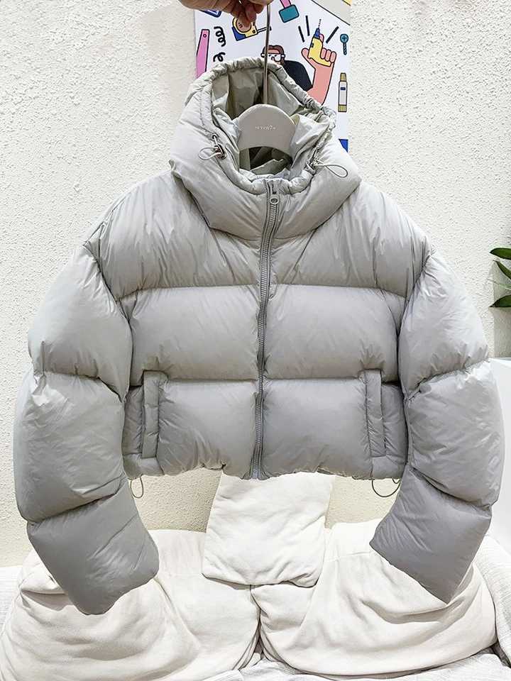 Women's Down Parkas 2024 Winter Womens Down Jacket Ultra Light Casual Jacket Womens Inflatable Jacket Short Hooded Parka Drawstring Coat Y2410190