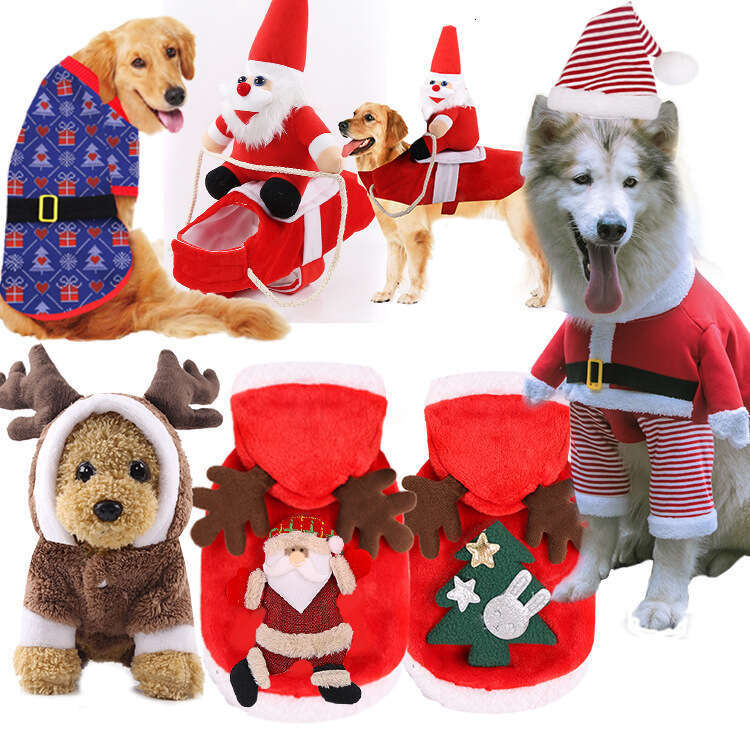 Drop shipping Small big dog Christmas pet supplies cat cotton funny autumn and winter clothes old man elk snow