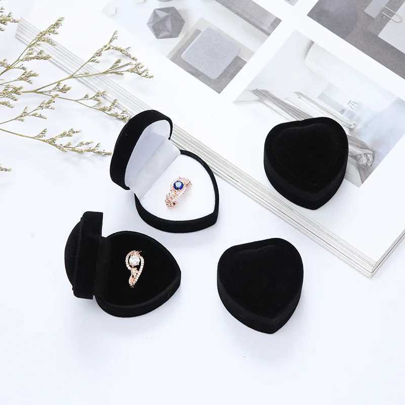Colorful Corduroy heart-shaped jewelry box single ring/necklace box velvet jewelry box and packaging W241019