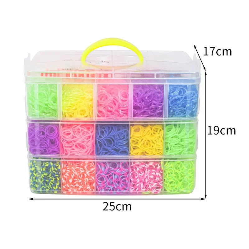 15000 Rainbow Luminous Rubber Band Set Suitable for Childrens Puzzle DIY Hand Woven Rubber Band Luminous Bracelet Weaving Machine 241018