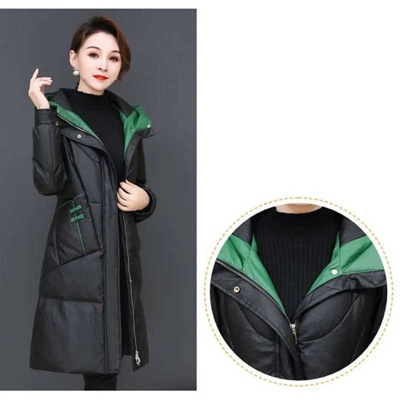 Womens Down Cotton-padded Coat 2025 Winter Thickening New Female Parkas Jacket Long Fashion Down Cotton Jacket Slim OvercoatX241019