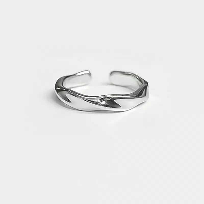 2024 mens silver solid color metal finger ring mens open ring couple engagement jewelry gift Y241019