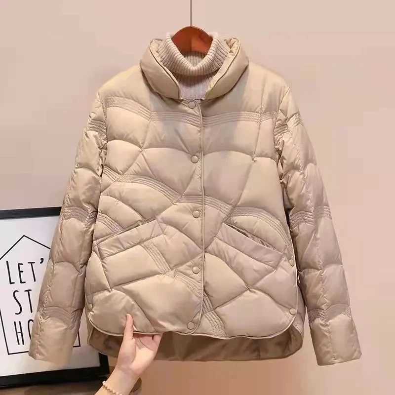 2024 New Autumn Winter Down Cotton Jacket Female Short Coat Womens Stand Collar Loose Cotton Jacket Warm Puffer Jackets ParkasX241019