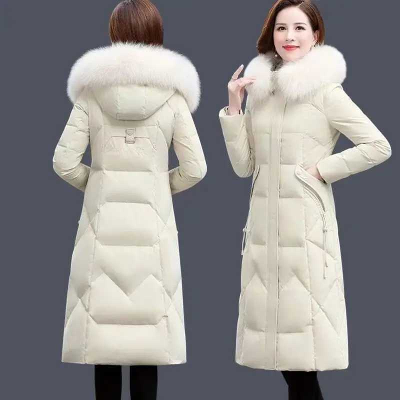 2024 New Korean Down Cotton CoatWomen Long Winter Puffer Parkas Thicken Warm Hooded Cotton-Padded Jacket Coat Zipper OvercoatX241019