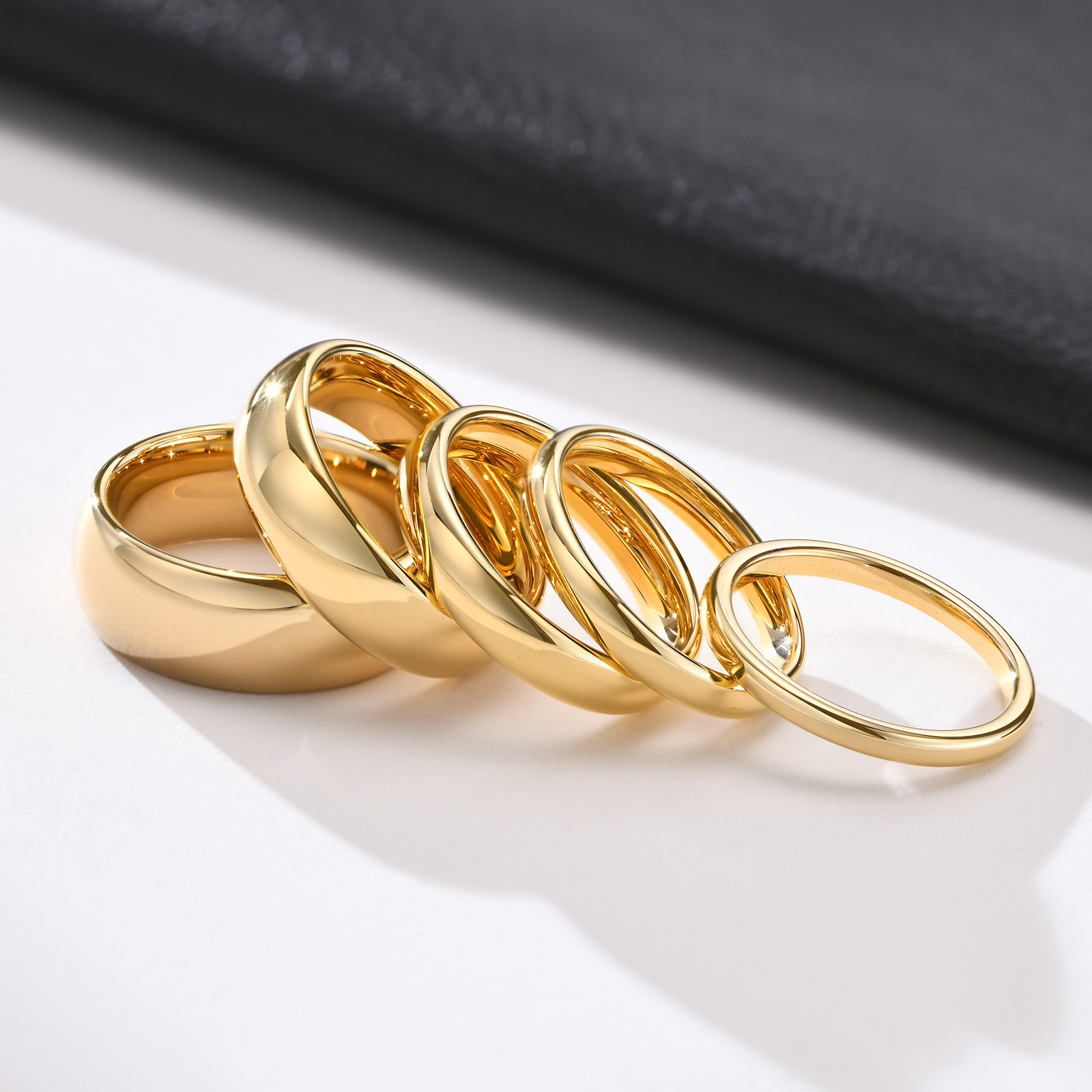 Men's and Women's Smooth Plain Tungsten Steel Couple Ring Thin Pair Ins Gold