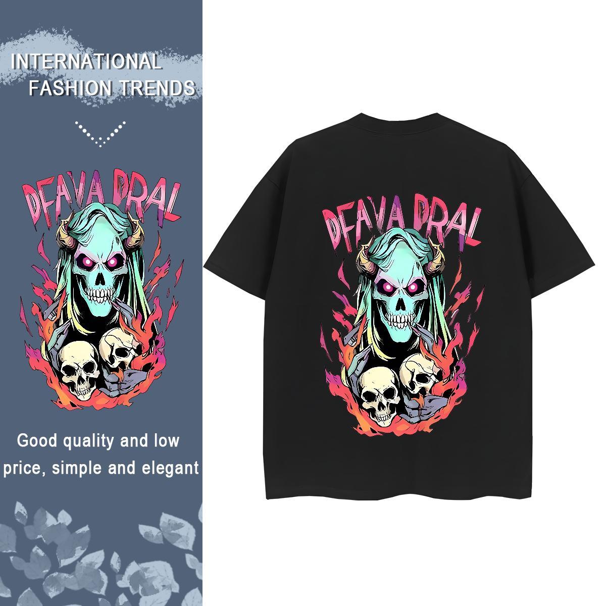 TOP Quality Women T Shirts 230g Pure Cotton Round Neck Short Sleeve Beach skull Couples T Shirts Designer Nice White Plus Size Wear