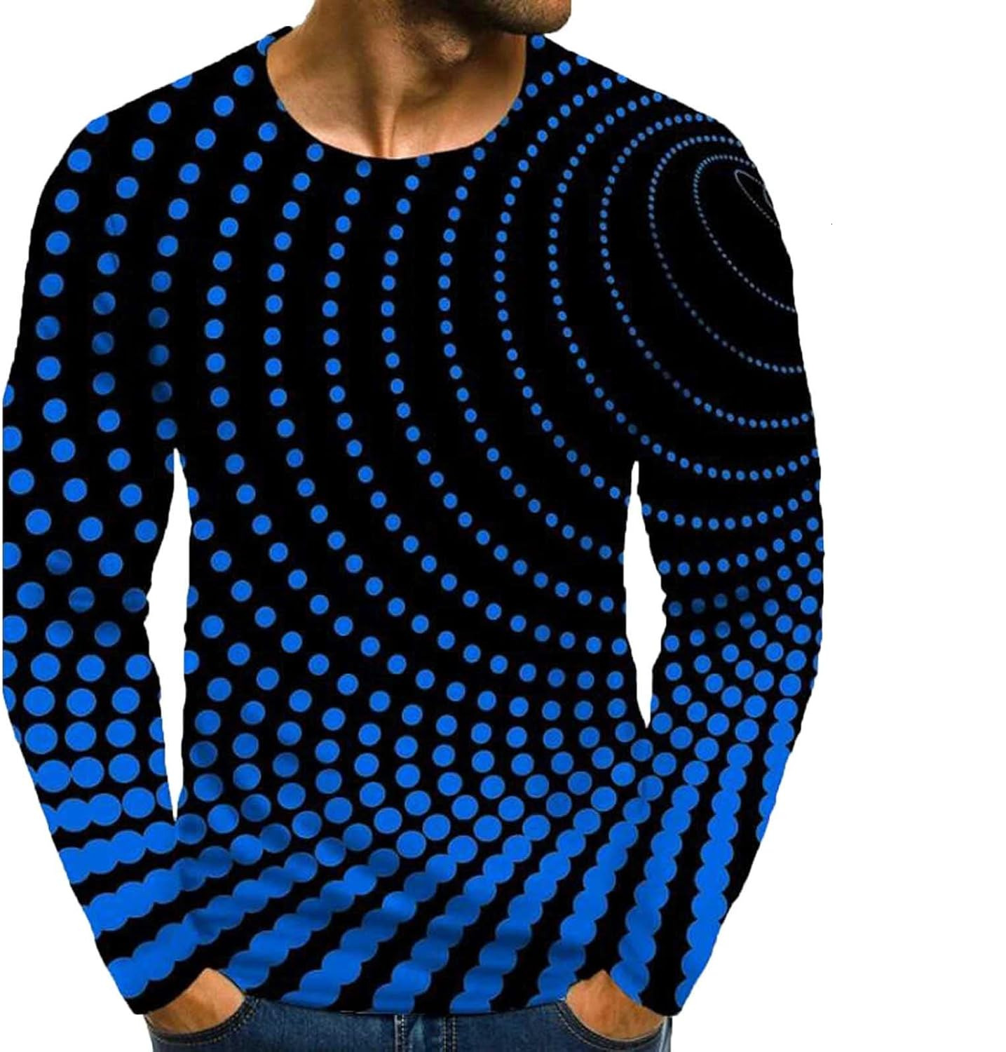 Long Sleeve Shirts for Men sweatshirt Fashion Optical Illusion Tshirts Men Long Sleeve 3D Graphic Tees Hip Hop Streetwear Print T-Shirt Fall Tops Guys