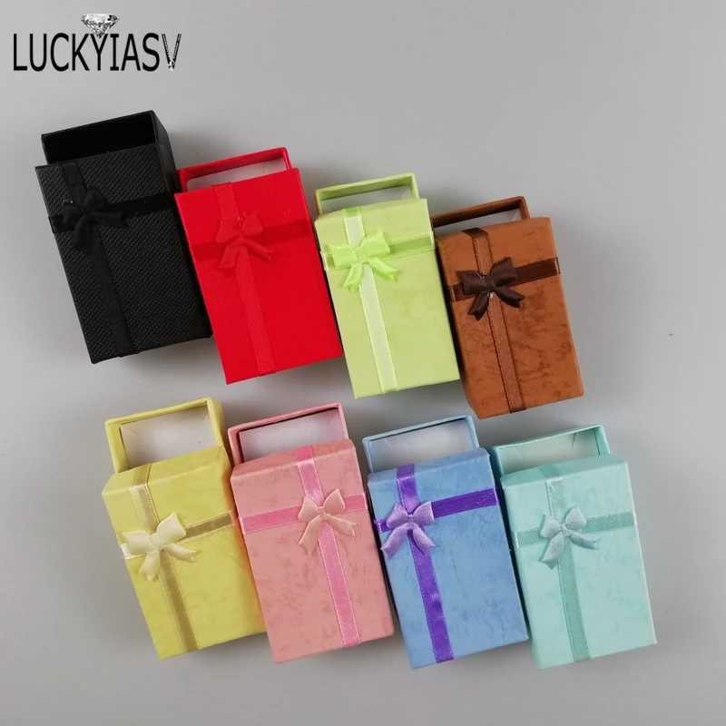 12 pieces/batch jewelry organizer storage gift box necklace earrings ring box paper jewelry packaging container bow box W241019