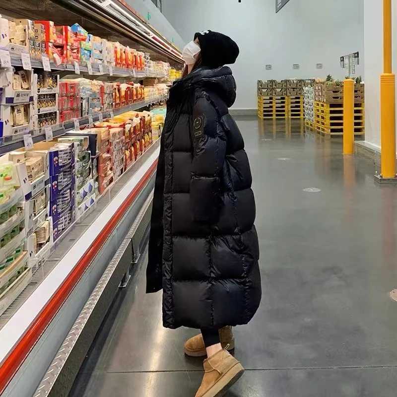 Black Winter Womens Down Puffer Jackets Baggy Thickening Warm Oversize Clothing Boutique Clothes Cotton Medium and Long CoatsX241019