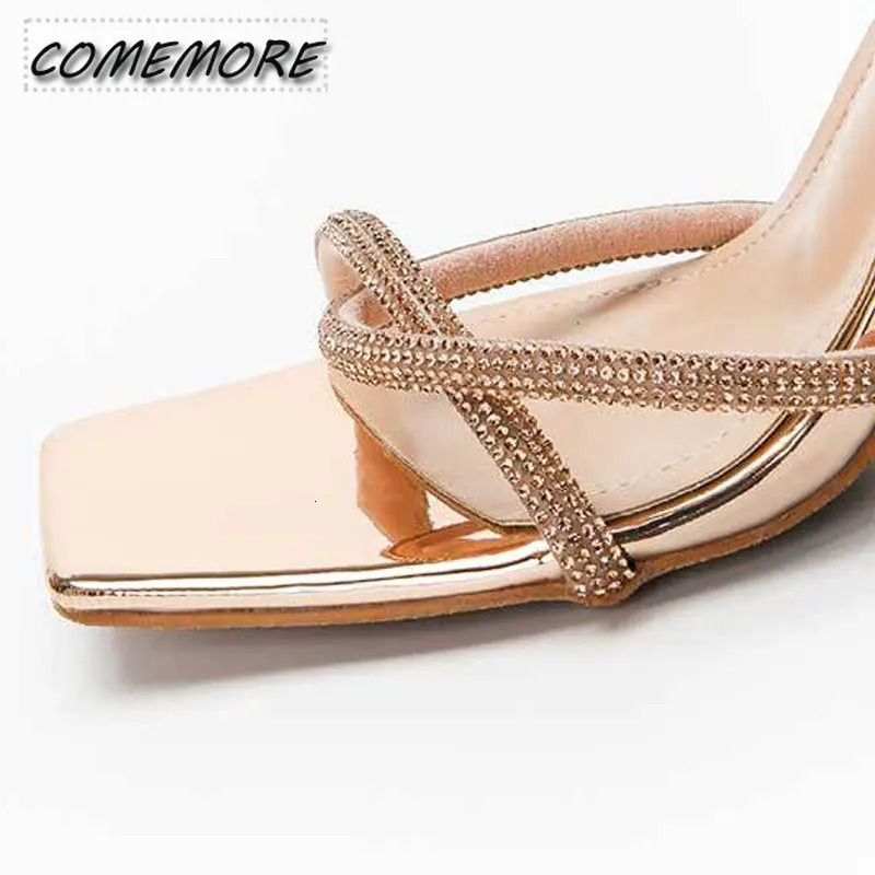 2023 Fashion s Gladiator Silver High Heels Ankle Strap Strappy Sandals Sexy Stiletto Party Bridal Shoes Summer 241019