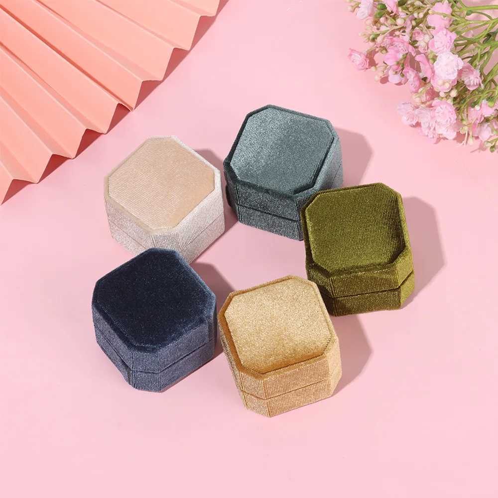 Velvet Bead Treasure Box Octagonal Display Gift Box with Removable Ceiling Storage Double Loop Container Necklace Earring Box W241019