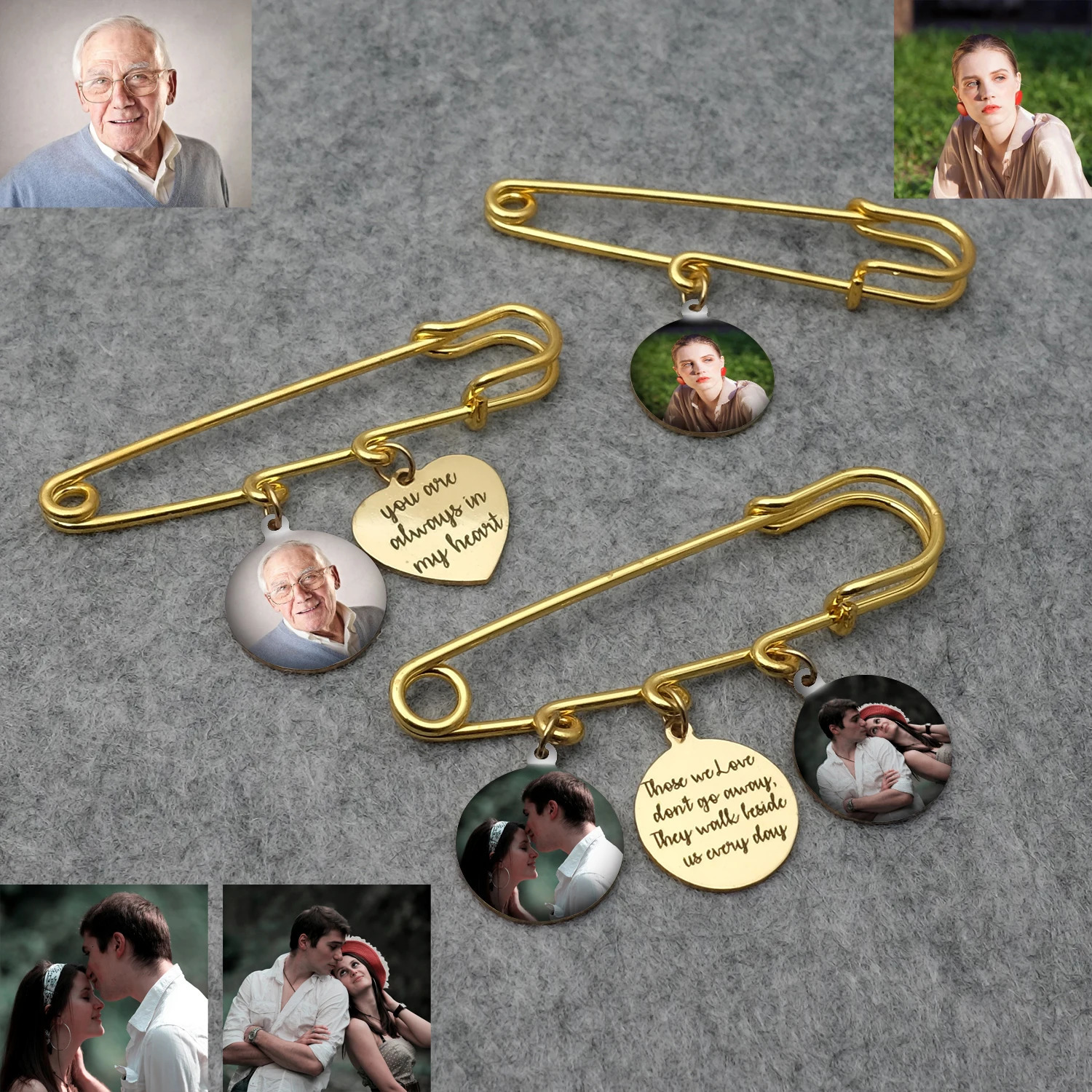 Customized po Brooch po tie nail wedding bouquet pin personalized bride po charm wedding commemorative gift 241018