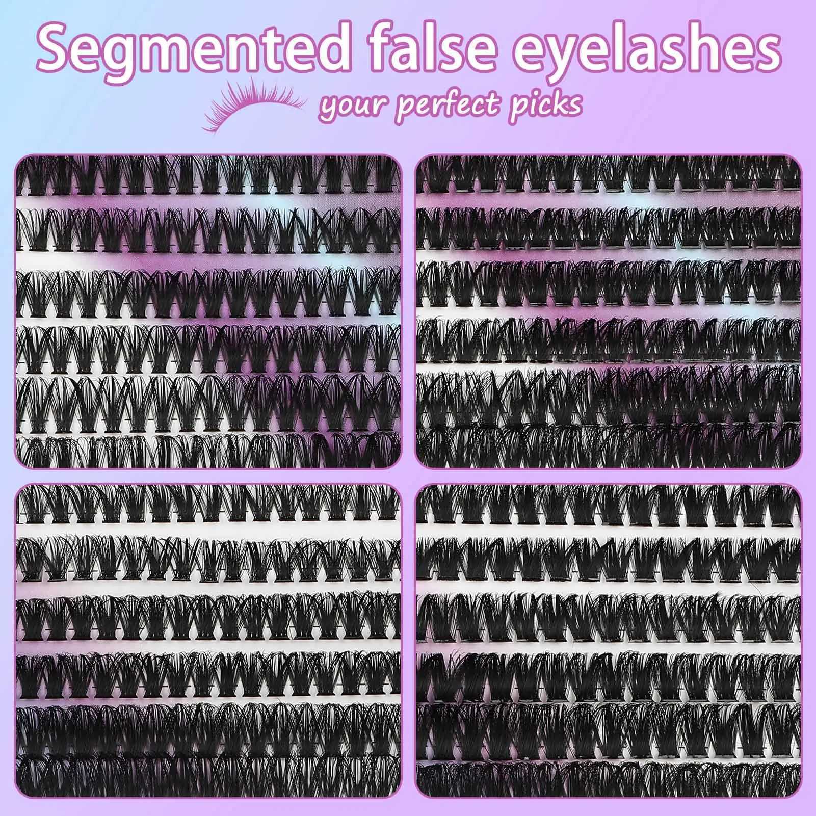 80D+100D Clusters lash extenstions 468pcs fluffy Curl Wispy False Eyelash bond and seal kit Individual Eyelash Extensions MakeupXJ241019