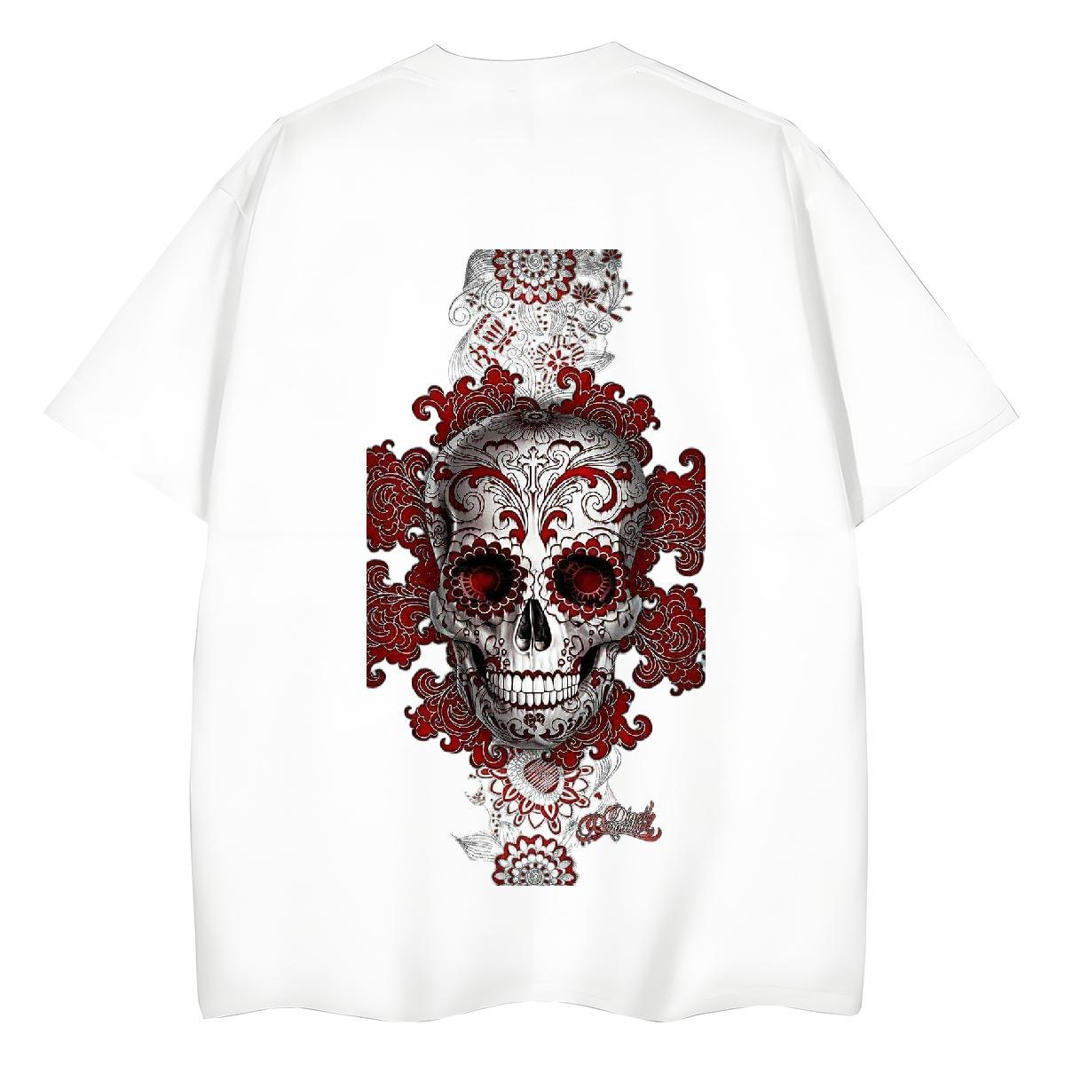 New T Shirt For Woman 230g 100% Cotton Breathable Short Sleeve Sport skull Women Tees Popular Customized Print Polos