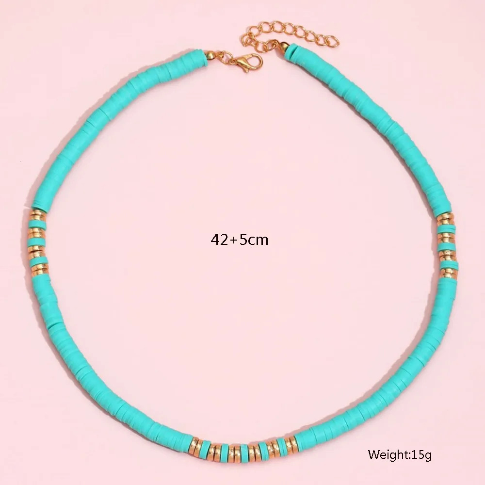 Bohemian polymer clay necklace soft ceramic necklace colorful surfing bead necklace handmade womens jewelry gift 241018