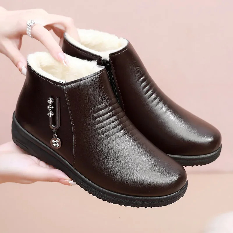 Winter Warm Womens Boots Thick Plush Ankle Boots Womens Zipper Comfortable Outdoor Snow Boots Fashion Cotton Shoes Botas De Mujer 241018