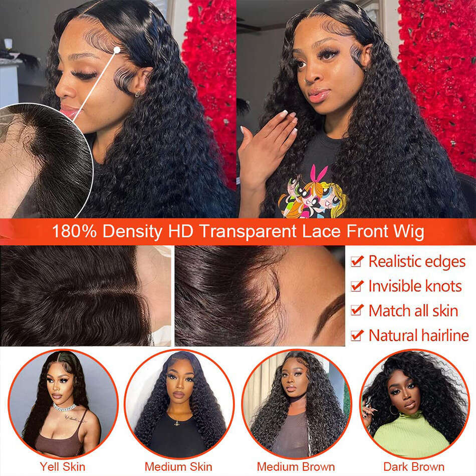 Wet And Wavy Curly Front Wig Brazilian 13x4 Water Wave Lace Frontal Human Wigs For Black Women Virgin Hair